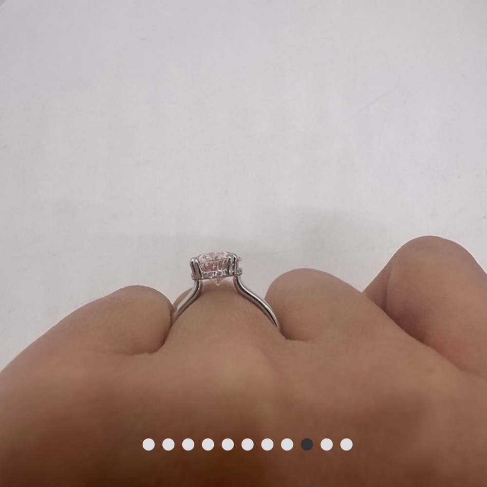 3.08 carat fancy vivid pink oval diamond engagement ring solitaire hidden halo - Picture 5 of 10